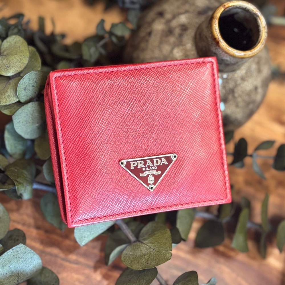 Prada (+COA) Red Saffiano Leather Coin Pouch